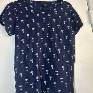 Navy T-Shirt with Palm Tree Print